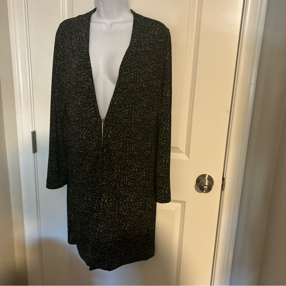 Alfani Women’s Medium Green Black Long Open Front Cardigan 37”